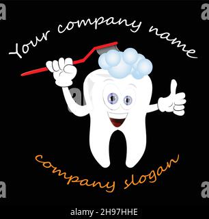 Modèle de logo de vecteur dentaire pour les cliniques de dentiste isolées sur fond noir.Clipart de soins dentaires, idées de logo.Illustration du logo vectoriel Stomatology Illustration de Vecteur