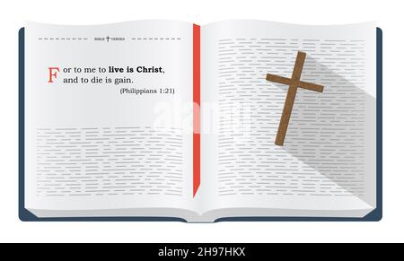 Meilleurs versets bibliques sur la vie et la mort dans le Christ - Philippiens 1:21.Saintes Écritures inspirantes pour les études bibliques et les sites chrétiens, Banque D'Images