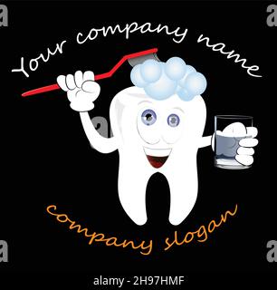 Modèle de logo de dentiste isolé sur fond noir.Soins dentaires clipart, vecteur logo idées.Illustration du logo vectoriel Stomatology Illustration de Vecteur