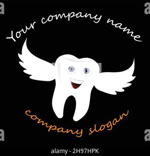 Modèle de logo de dentiste isolé sur fond noir.Soins dentaires clipart, vecteur logo idées.Illustration du logo vectoriel Stomatology Illustration de Vecteur