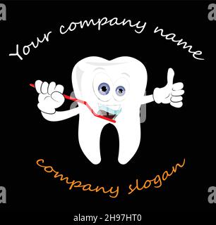 Modèle de logo de dentiste isolé sur fond noir.Soins dentaires clipart, vecteur logo idées.Illustration du logo vectoriel Stomatology Illustration de Vecteur
