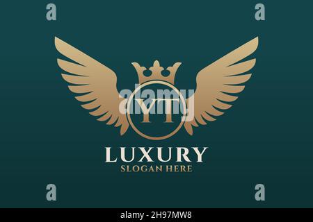 Luxury Royal WiNG lettre YT Crest couleur or logo Vector, logo Victory, logo Crest, logo WiNG, logo Vector . Illustration de Vecteur