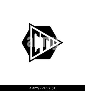 Lettre du logo du monogramme CT avec forme de bouton de jeu triangulaire arrondie hexagonale.Triangle cercle monogramme logo, triangle bouclier logo lettre. Illustration de Vecteur