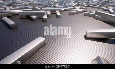Le chrome métallique bloque les boîtes techno intro surface métallique 3d rendu Banque D'Images