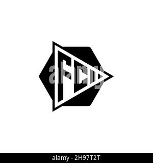 Lettre du logo du monogramme FC avec forme de bouton de jeu triangulaire arrondie hexagonale.Triangle cercle monogramme logo, triangle bouclier logo lettre. Illustration de Vecteur