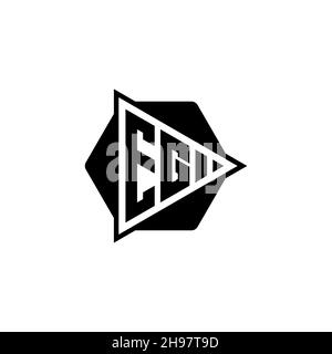 EG Monogram logo lettre avec triangle de jeu bouton forme hexagonale arrondie.Triangle cercle monogramme logo, triangle bouclier logo lettre. Illustration de Vecteur