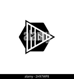 HG Monogram logo lettre avec triangle de jeu bouton forme hexagonale arrondie.Triangle cercle monogramme logo, triangle bouclier logo lettre. Illustration de Vecteur