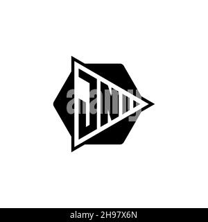 JN monogramme logo lettre avec triangle de jeu bouton forme hexagonale arrondie.Triangle cercle monogramme logo, triangle bouclier logo lettre. Illustration de Vecteur