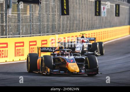 07 Lawson Liam (nzl), Grand Prix Hitech, Dallara F2, action lors de la 7e manche du Championnat de Formule 2 2021 de la FIA du 3 au 5 décembre 2021 sur le circuit de la corniche Jeddah, à Djeddah, Arabie Saoudite - photo: Diederik Van Der Laan/DPPI/LiveMedia Banque D'Images