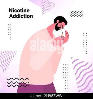 homme fumer cigarette mauvaises habitudes mauvais style de vie malsain addiction à la nicotine concept portrait Illustration de Vecteur