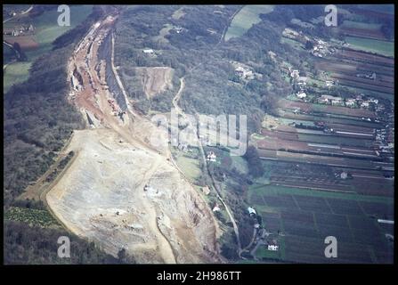 Construction de l'autoroute M5, court Hill, Clevedon, Somerset, 1971. Banque D'Images