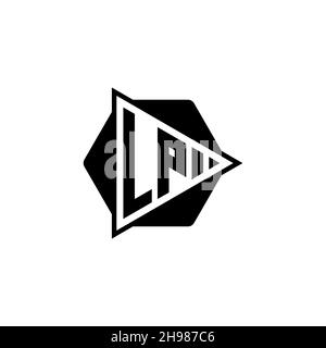 LP monogramme logo lettre avec triangle de jeu bouton forme hexagonale arrondie.Triangle cercle monogramme logo, triangle bouclier logo lettre. Illustration de Vecteur