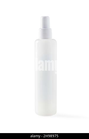 Flacon en plastique blanc fermé isolé sur blanc Banque D'Images
