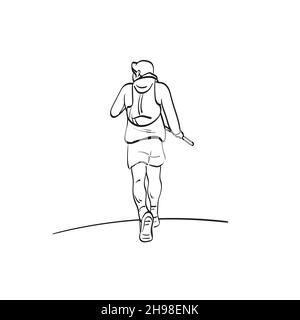 line art homme coureur athlète course marathon illustration vecteur isolé sur fond blanc Illustration de Vecteur