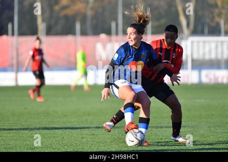 Gloria Marinelli (#7 Inter) pendant les femmes série Un match entre AC Milan et FC Internazionale au Centre sportif Vismara à Milan, Italie Cristiano Mazzi/SPP Banque D'Images