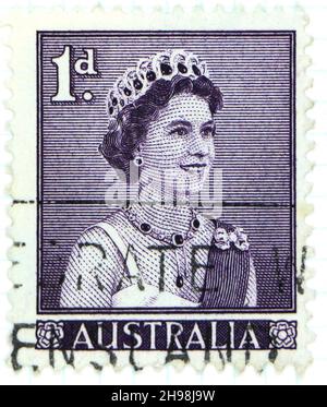 Photo d'un timbre-poste australien de 1d Banque D'Images