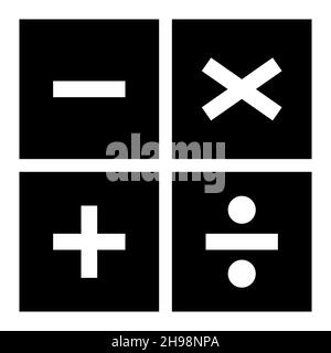 Plus, moins, multipliez et devide vers le symbole mathématique, l'icône mathématique de l'éducation, l'élément web vecteur illustration design . Illustration de Vecteur