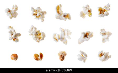 collection de pop-corn isolée sur fond blanc Banque D'Images