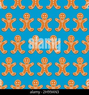Noël pain d'épice homme biscuits motif sans couture Illustration de Vecteur