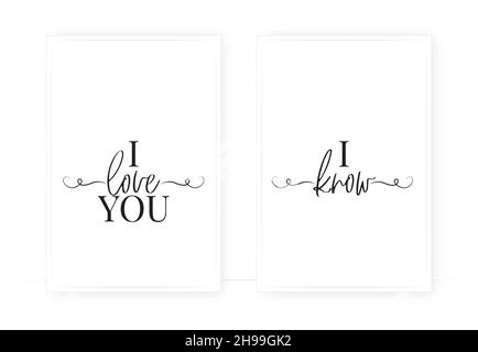 Je vous aime, je sais, vecteur.Des citations positives motivantes.Design de l'élément verbal isolé sur fond blanc, lettrage.Art mural, œuvres d'art, wal Illustration de Vecteur