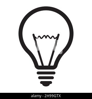 Ampoule et icône d'électricité dans un style simple sur fond blanc. Illustration de Vecteur