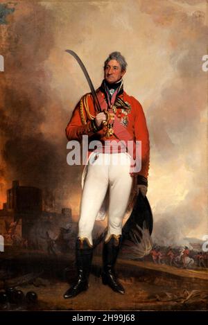 Lieutenant-général Sir Thomas Picton (1758 – 1815) Officier gallois de l'armée britannique qui a combattu dans les guerres napoléoniennes.Sir Thomas Picton peint par Martin Archer Shee. Banque D'Images