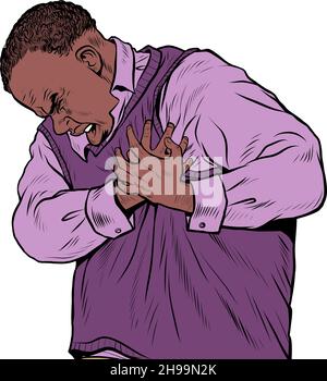 afrique homme âgé douleur cardiaque, infarctus du myocarde crise hypertensive arythmie et autres maladies de cardiologie Illustration de Vecteur