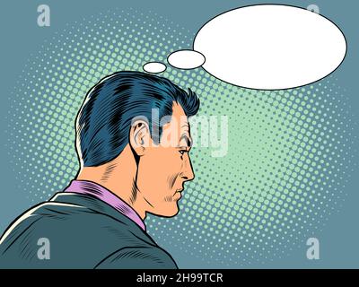 Un triste homme d'affaires le reflète.Bulle comique sur votre tête.Solitude et stress Illustration de Vecteur