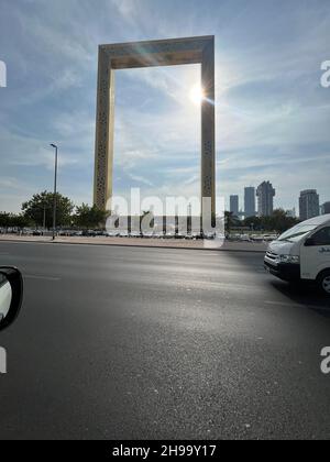 Dubai Frame Building, architecture de la ville, Émirats Arabes Unis Banque D'Images