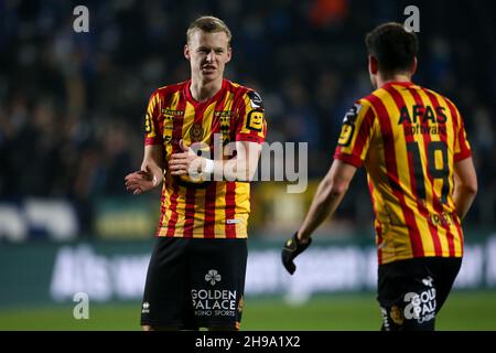 MECHELEN, BELGIQUE - DÉCEMBRE 5 : Nikola Storm de KV Mechelen lors du match Jupiler Pro League entre KV Mechelen et KRC Genk à AFAS Stadion le 5 décembre 2021 à Mechelen, Belgique (photo de Perry van de Leuvert/Orange Pictures) Banque D'Images