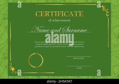 Modèle de certificat.Vecteur de base pour le diplôme et le cachet du certificat avec place pour le texte Illustration de Vecteur