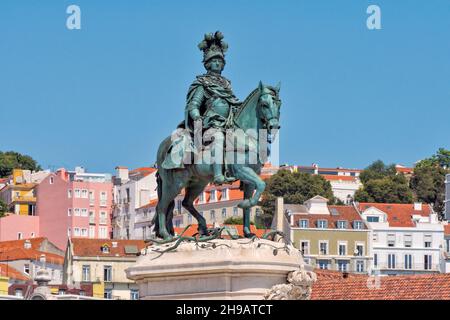 Statue du roi José I à Commerce Square, Lisbonne, Portugal Banque D'Images