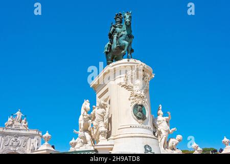 Statue du roi José I à Commerce Square, Lisbonne, Portugal Banque D'Images