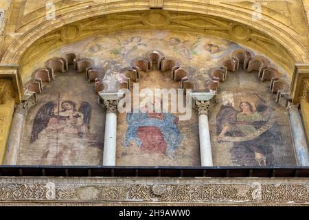 Détails architecturaux de la cathédrale de Mezquita (mosquée-cathédrale ou Grande Mosquée de Cordoue), Cordoue, province de Cordoue, Espagne Banque D'Images