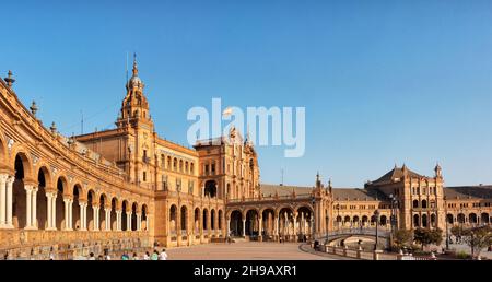 Bâtiments de la Plaza de Espana, Séville, province de Séville, Communauté autonome d'Andalousie, Espagne Banque D'Images