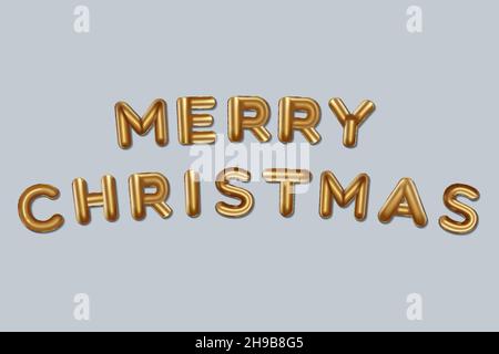merry christmas écrit avec des ballons dorés. lettrage joyeux christmas, fond de typographie joyeux christmas. bannière joyeux christmas, vector de Illustration de Vecteur