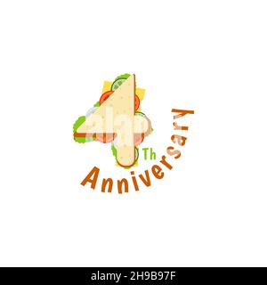 4e sandwich logo symbole icône vecteur graphique design illustration idée créative Illustration de Vecteur