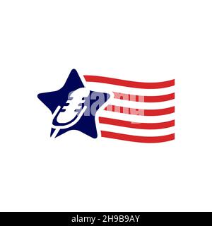 microphone avec logo drapeau américain symbole icône vecteur graphique design illustration idée créative Illustration de Vecteur