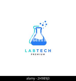 verre de laboratoire avec logo tech abstrait symbole icône vecteur graphique design illustration idée créative Illustration de Vecteur