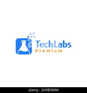 verre de laboratoire avec logo tech abstrait symbole icône vecteur graphique design illustration idée créative Illustration de Vecteur