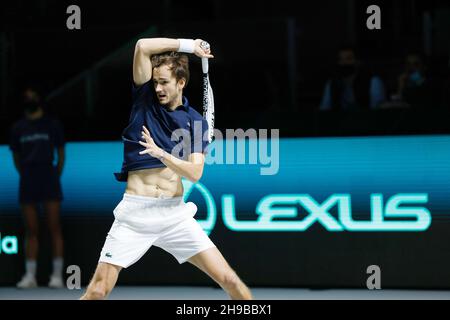 Daniil Medvedev de Russie lors de la finale de la coupe Davis 2021, match de tennis entre la Russie et la Croatie le 5 décembre 2021 à Madrid Arena, Espagne - photo: Oscar Barroso/DPPI/LiveMedia Banque D'Images