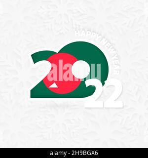 Bonne année 2022 pour le Bangladesh sur fond de flocon de neige.Saluez le Bangladesh avec le nouvel an 2022. Illustration de Vecteur