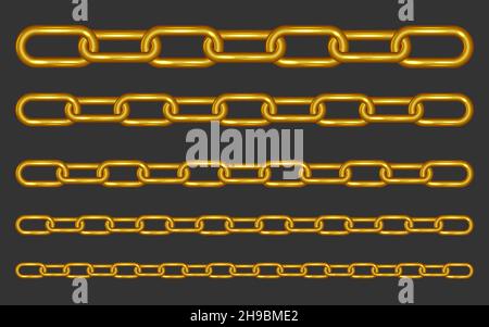 Collection de chaînes en métal doré sur fond sombre Illustration de Vecteur