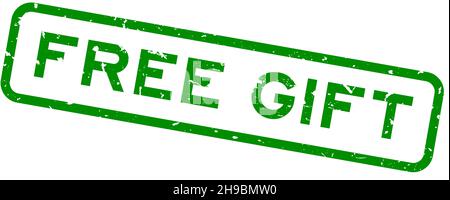Grunge vert gratuit mot-cadeau carré cachet caoutchouc sur fond blanc Illustration de Vecteur