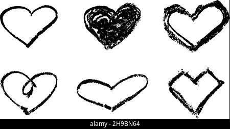 Ensemble de texture noir et blanc grunge sur fond en forme de coeur (Vector).Utilisation pour la décoration, le vieillissement ou la vieille couche Illustration de Vecteur