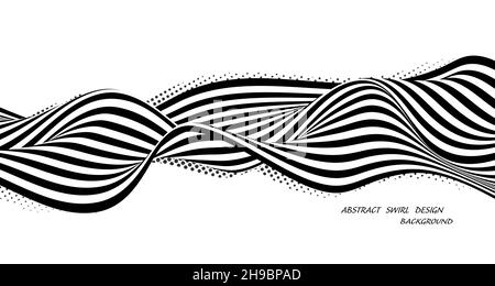 Modèle à motif tourbillon abstrait avec lignes noires et blanches.Conception incolore de l'arrière-plan de la page de couverture.Vecteur d'illustration Illustration de Vecteur