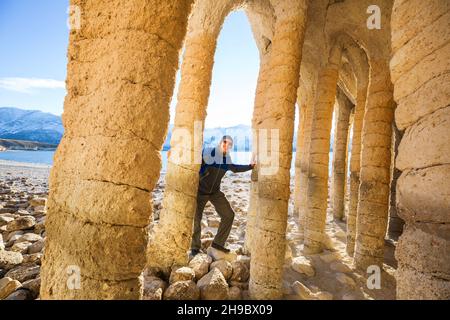 Paysages naturels inhabituels - les colonnes du lac Crowley en Californie, États-Unis. Banque D'Images