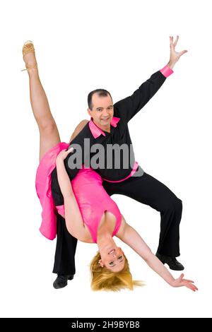 Salle de bal Couple de danseurs sur fond blanc Banque D'Images