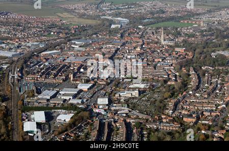 Vue aérienne depuis le sud, de Grantham, Lincolnshire Banque D'Images