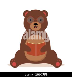 Joli ours en verre avec un livre Illustration de Vecteur
